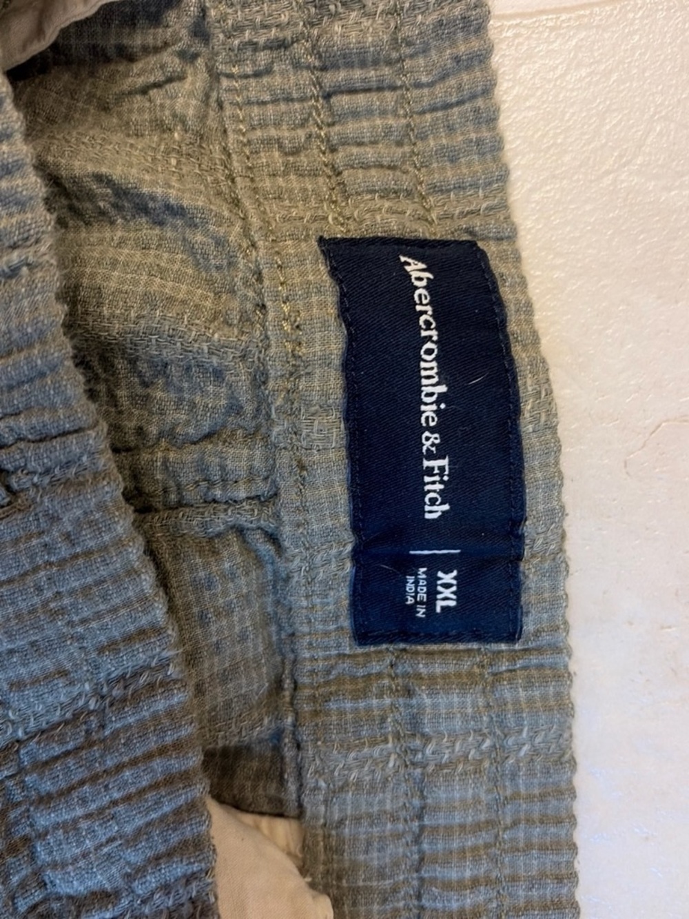 Abercrombie & Fitch Olive Green Textured seersucker Waistband Shorts